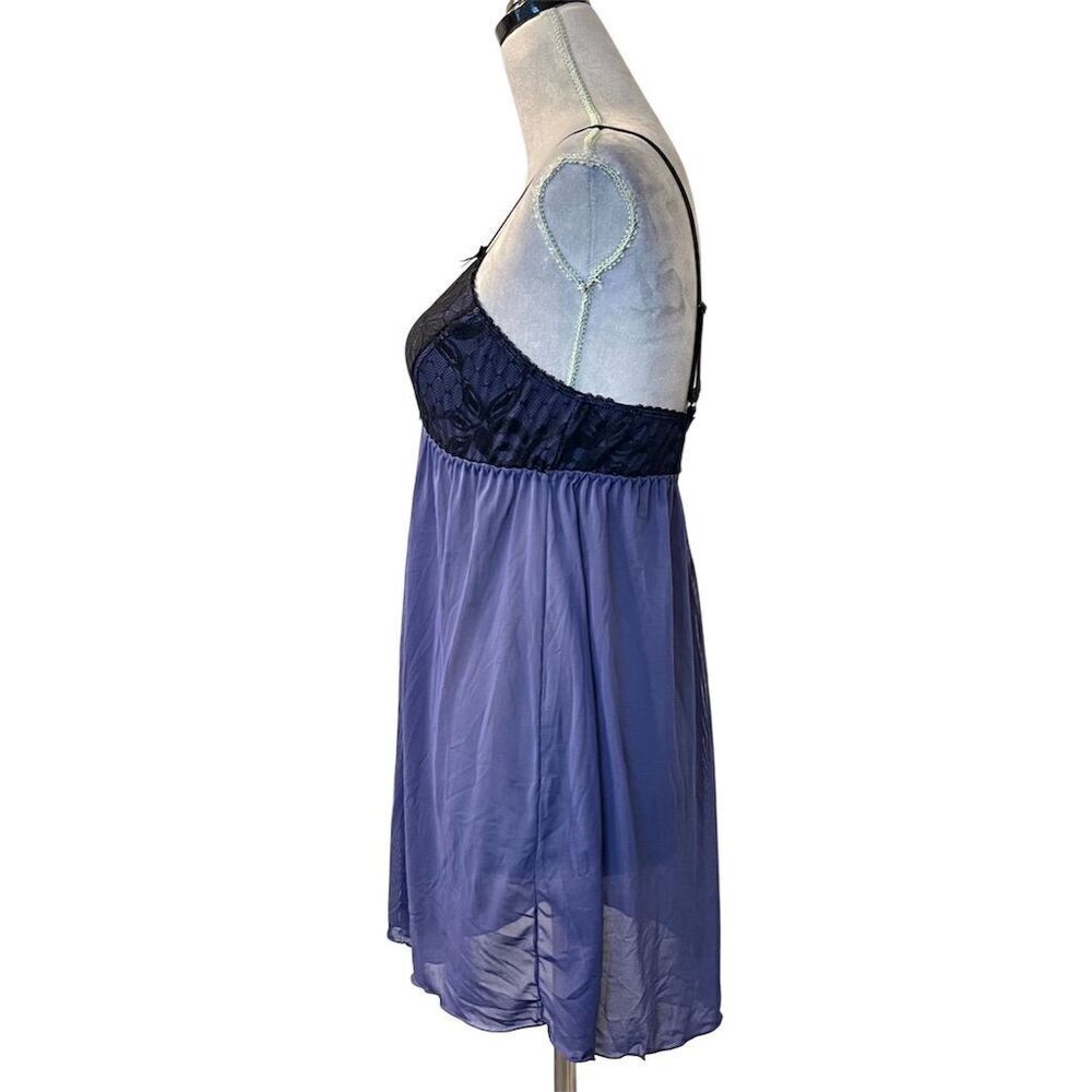 Tart Noir Women's Navy & Black Lace Babydoll Nightgown V-Neck S Romance Vampire - Picture 6 of 8